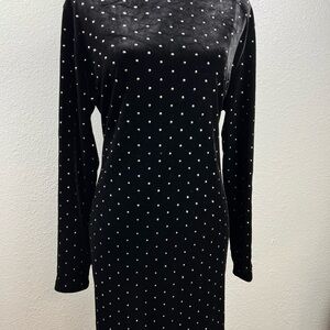 H&M Black and White Polka Dot Long Sleeve Dress